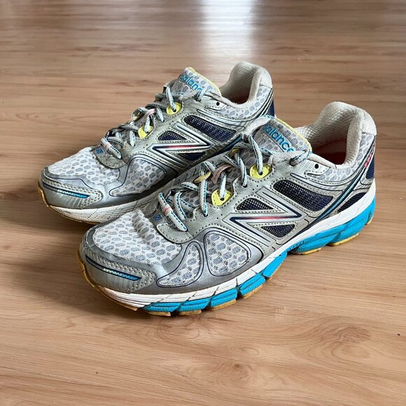 Balance 860 V4 Silver Blue Yellow Running Shoes - Women's 9.0 US W860WB4 - Picture 1 of 9